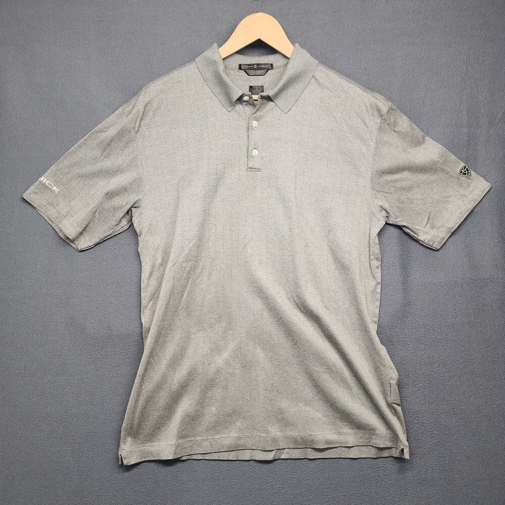 Nike Tiger Woods Buick Mens Large Gray Golf Polo Shirt Dri Fit 100% Cotton